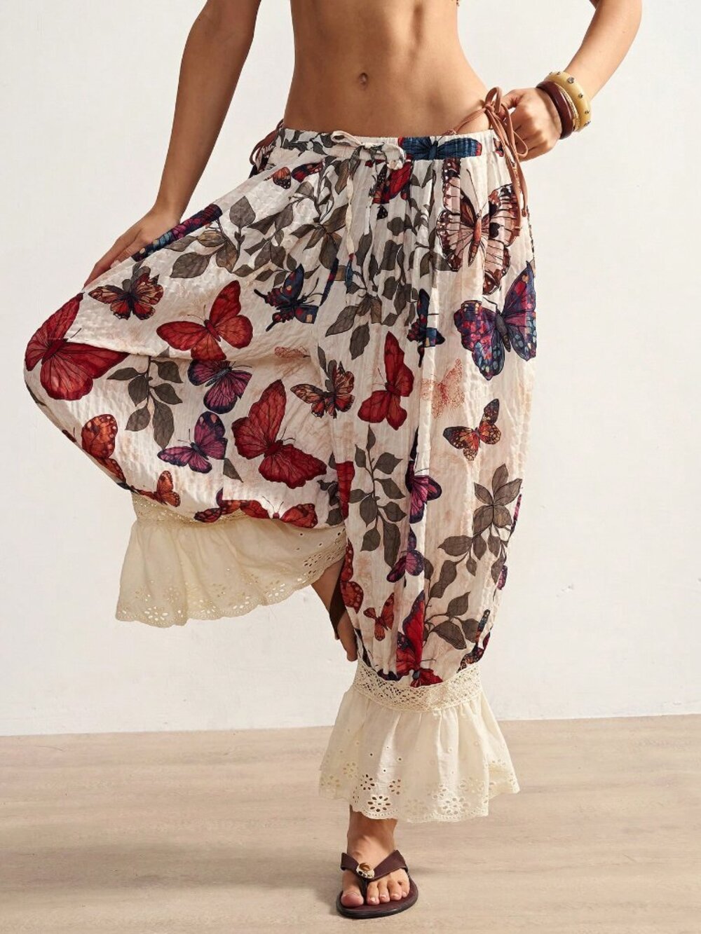 Multicolor Boho Women's Casual Printed Loose Woven Pants